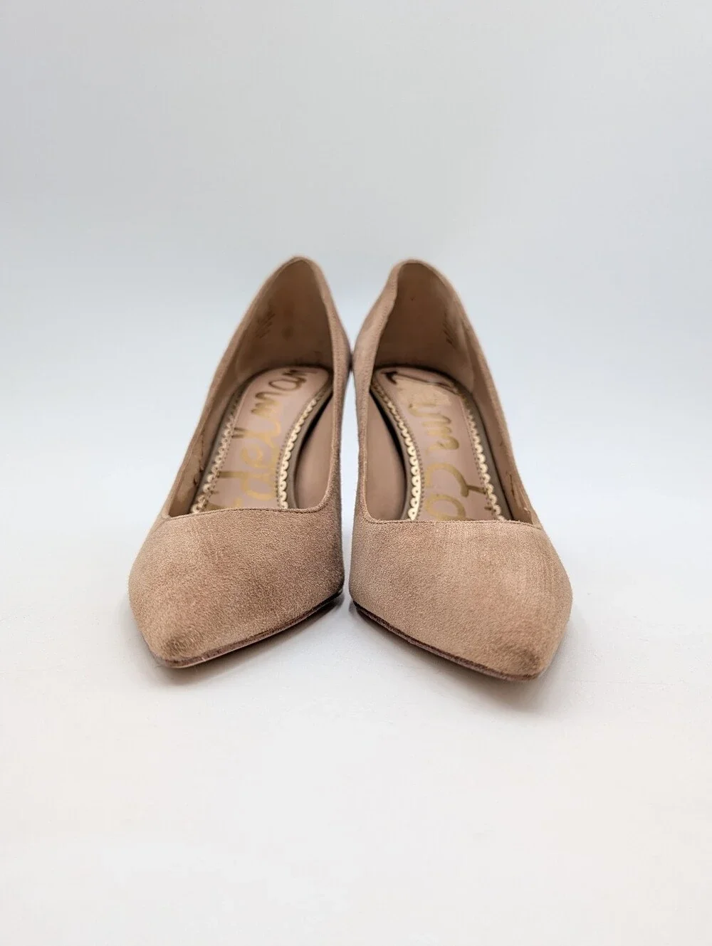 Sam Edelman Margie Sz 6 / EU 36 Suede Pointed Toe Stiletto Pump Warm Taupe Nude